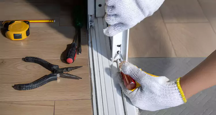 Backyard Sliding Door Track Repair in Meadow Woods, FL